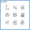 Pack of 9 Modern Outlines Signs and Symbols for Web Print Media such as answers, child care logo, cream, child care, hands