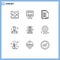 Pack of 9 Modern Outlines Signs and Symbols for Web Print Media such as people, businessman, application, boss, listing