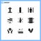 Pack of 9 Modern Solid Glyphs Signs and Symbols for Web Print Media such as activities, office, complication, business, navigation