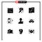 Pack of 9 Modern Solid Glyphs Signs and Symbols for Web Print Media such as basic, transfer, media, money, monetization