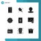 Pack of 9 Modern Solid Glyphs Signs and Symbols for Web Print Media such as black, image, location, favorite, mobile