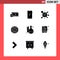 Pack of 9 Modern Solid Glyphs Signs and Symbols for Web Print Media such as chemistry, internet, samsung, globe, earth