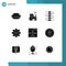 Pack of 9 Modern Solid Glyphs Signs and Symbols for Web Print Media such as coding, app, virtuoso, setting, commerce