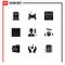 Pack of 9 Modern Solid Glyphs Signs and Symbols for Web Print Media such as driver, report, interface, graph, analytics