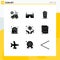 Pack of 9 Modern Solid Glyphs Signs and Symbols for Web Print Media such as hands, real estate, google, house, black coffee