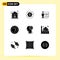 Pack of 9 Modern Solid Glyphs Signs and Symbols for Web Print Media such as rupee, coin, making, room, class