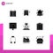 Pack of 9 Modern Solid Glyphs Signs and Symbols for Web Print Media such as technology, hologram, notification, support, help