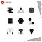 Pack of 9 Modern Solid Glyphs Signs and Symbols for Web Print Media such as tools, arrow, speech, filam, video