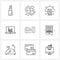 Pack of 9 Universal Line Icons for Web Applications car, graph, reset, computer, digital library