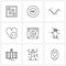 Pack of 9 Universal Line Icons for Web Applications digital, web, arrows, code, heart