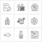 Pack of 9 Universal Line Icons for Web Applications documents, email, pets, video, light