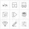 Pack of 9 Universal Line Icons for Web Applications last, end, cupboard, Monday, cart