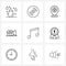 Pack of 9 Universal Line Icons for Web Applications melody, audio, hospital, album, movie