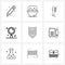 Pack of 9 Universal Line Icons for Web Applications shield, security, makeup, university, magnifier