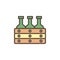 Pack of beer bottles filled outline icon