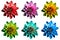 Pack of colored Surreal dark chrome dahila flowers macro isolated