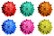 Pack of colored surrealistic fantasy flowers macro isolated