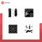 Pack of creative Solid Glyphs of drawing, ludo board, ruler, setting, sports