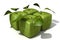 Pack of four granny Smith cubic apples blurred