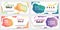 Pack of four spring sale discount banners, colorful dual-gradient liquid forms on background, template for holiday or business