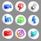 Pack of Most Popular Social Media App Icon Acrylic Glass Icon Isolated Logo 3D Render