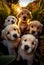 A pack of puppies take a selfie. AI Generated