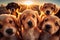 A pack of puppies take a selfie. AI Generated