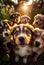 A pack of puppies take a selfie. AI Generated