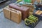 Pack of vintage suitcases, luggages