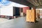 Package Boxes Stack on Pallets Loading into Container Trucks. Warehouse Shipping Supply Chain, Shipment. Freight Truck Logistic