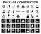 Package constructor. Packaging symbols. Icon set