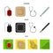 Package with donor blood and other equipment.Medicine set collection icons in cartoon,black,flat style vector symbol