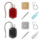 Package with donor blood and other equipment.Medicine set collection icons in cartoon,monochrome style vector symbol