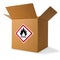 Package with flammable label on front