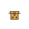 Package icon. opened cardboard box symbol. relocation and delivery concept. simple clean thin outline style design.
