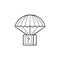 Package parachute airdrop hand drawn outline doodle icon.