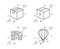 Package, Parking place and Parcel icons set. Air balloon sign. Delivery pack, Transport, Shipping box. Vector