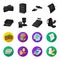 Package, scales, banana, fruit .Supermarket set collection icons in black,flet style vector symbol stock illustration