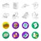 Package, scales, banana, fruit .Supermarket set collection icons in outline,flet style vector symbol stock illustration