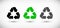Package sign recyclable material set. Simple black International recycling symbol, waste processing icon isolated on