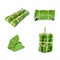 The packages of banana leaves on white background