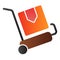 Packages delivery trolley flat icon. Cargo cart color icons in trendy flat style. Freight gradient style design