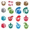 Packaging boxes icons vector set, delivery theme