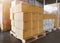 Packaging Boxes on Pallets Racks in Storage Warehouse. Supply Chain. Storehouse Shipment Goods. Distribution Warehouse Shipping