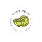 Packaging design template logo and emblem - monk fruit. Logo in trendy linear style.