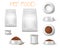 Packaging and feed bowl, pet food realistic mockup