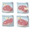 Packaging of frozen red meat. ham in bag. Cartoon flat illustration.
