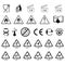 Packaging information label icons, packaging label symbols, labels.