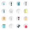 Packaging items set flat icons