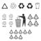 Packaging recycling icons set. Vector illustration, flat design